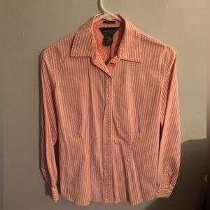 Van Heusen size Small Classic button down peach striped shirt